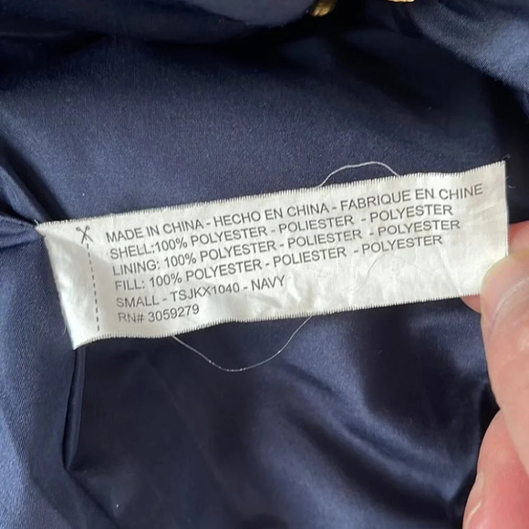 THREAD AND SUPPLY Quilted Vest Navy Blue Outerwear Zipper Pockets Coastal Size S - Picture 9 of 11